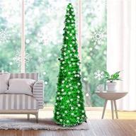 🎄 fonding mols 5ft artificial green christmas snow tree - collapsible pop up green tinsel coastal xmas snowflake tree for frozen holiday party decorations logo