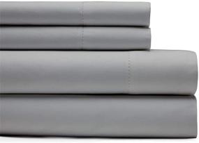 img 4 attached to 🛏️ Luxurious Silver Egyptian Cotton Queen Sheet Set - 600 Thread Count, Super Soft Sateen Weave, Elasticized Deep Pocket - 4 Piece Bedding Set for Ultimate Comfort