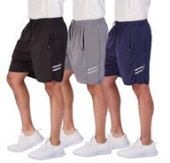 🏃 real essentials men's 7" athletic running quick dry mesh shorts - 3 pack with zipper pockets & drawstring logo