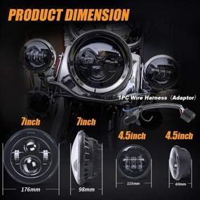 img 1 attached to Lusgwufad Motorcycle 7 inch LED Headlight Kit with 4 1/2 Passing Lamps Fog Lights – Compatible with Harley Davidson Road King, Ultra Classic, Electra, Street Glide, FatBoy (Black)