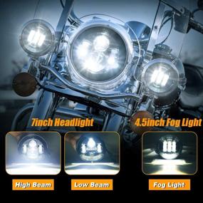 img 3 attached to Lusgwufad Motorcycle 7 inch LED Headlight Kit with 4 1/2 Passing Lamps Fog Lights – Compatible with Harley Davidson Road King, Ultra Classic, Electra, Street Glide, FatBoy (Black)