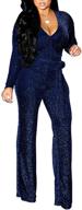 👗 lightlykiss women's casual v neck sparkly jumpsuit - long sleeve, loose pants, party clubwear with belt logo