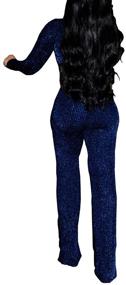 img 3 attached to 👗 LightlyKiss Women's Casual V Neck Sparkly Jumpsuit - Long Sleeve, Loose Pants, Party Clubwear with Belt