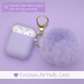 img 3 attached to 🎧 Корпус CTYBB Airpod - Силиконовый чехол с меховым брелком для Apple Airpods 2/1 (Видимый передний светодиод)