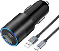 🔌 18w двухпортовое зарядное устройство для автомобиля quick charge 3.0 usb c адаптер для samsung galaxy s21/s21 ultra/s20/s20 ultra/s10+/s10/s10e/s9+/s9, note 20/ultra/10/9 с быстрым зарядным кабелем type c 3.3ft. логотип