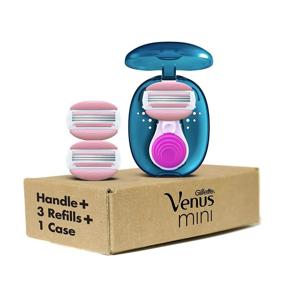 img 4 attached to 💆 Get Smooth and Effortless Shaves with Gillette Venus Mini ComfortGlide White Tea Razors for Women - Includes Mini Handle, 3 Refills, and Travel Case