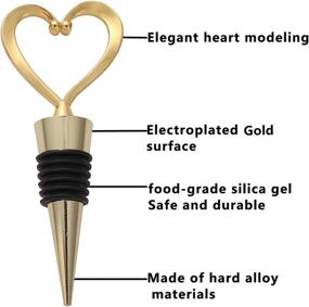 img 2 attached to 💖 Set of 3 Gold Love Design Heart Shape Wine and Beverage Bottle Stoppers - Ideal Wedding Favors for Guests, Valentine's Day, Birthday Party Gifts, Including Heart Burlap Bag (Gold Heart Shaped, Pack of 3)