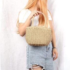 img 3 attached to 👜 Stylish Hand-woven Straw Hobo Bag: Retro Summer Beach Rattan Tote for Women