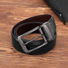 img 2 attached to Genuine Leather Reversible Rotated Buckle Men's Accessories for Belts