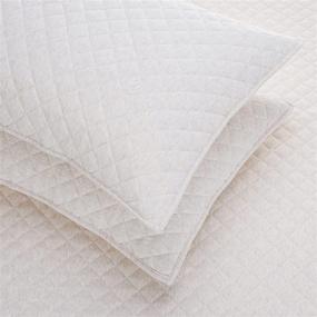 img 2 attached to 🛏️ Oatmeal Full/Queen Cotton Jersey Quilt and Shams Bed Set by Amazon Basics - Down-Alternative Quilt Included