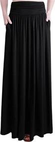 img 4 attached to The Ultimate Fashionable Women's Rayon Spandex Maxi Skirt with Pockets by TRENDY UNITED: Elevate Your Style with High Waist Shirring!
