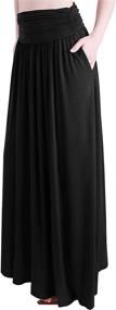 img 3 attached to The Ultimate Fashionable Women's Rayon Spandex Maxi Skirt with Pockets by TRENDY UNITED: Elevate Your Style with High Waist Shirring!