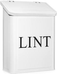 img 4 attached to Calindiana Modern Farmhouse Metal Magnetic Lint Bin for Laundry Room Organization and Storage with Lid - White