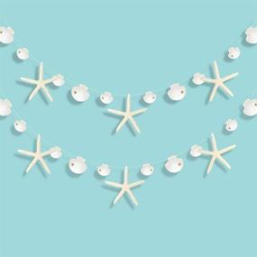 img 4 attached to 🌊 Украшение Decor365 Flat Paper White Finger Starfish Sea Shell Garland: идеальное океанское прибрежное парусное украшение для вечеринки с звездными резными узорами; висячий бант для подводного мира, дня рождения русалки и свадьбы на пляже.