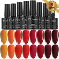 💅 get salon-quality diy manicures with the plokuo uv gel nail polish set - 8 trendy colors, dark red glitter, light led compatible, orange color soak off, 7.5ml bottles! logo