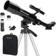 celestron 50mm travel scope: portable refractor telescope with fully-coated glass optics - ideal for beginners - bonus astronomy software included! logo