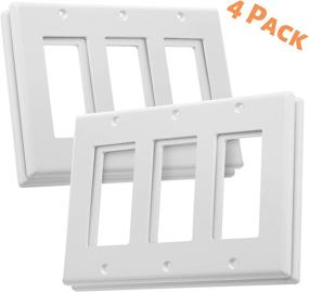 img 3 attached to 🔌 Bates 3 Gang Wall Plate, Three Light Switch Plate & Triple Outlet Cover, 4 Pack - Premium Electrical Outlet Cover Plates & Switch Plate Covers