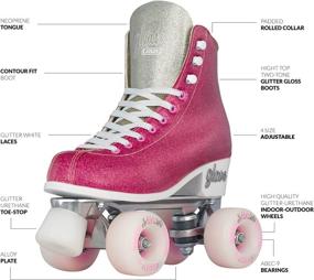 img 3 attached to 🌟 Crazy Skates Glam Roller Skates - Sparkly Glitter Quad Skates for Women and Girls, Available in Adjustable or Fixed Sizes