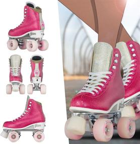 img 1 attached to 🌟 Crazy Skates Glam Roller Skates - Sparkly Glitter Quad Skates for Women and Girls, Available in Adjustable or Fixed Sizes