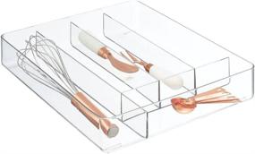 img 4 attached to mDesign Plastic Kitchen Cabinet Drawer Storage Organizer Tray - Efficient Cutlery, Utensil, and Gadget Organization with 5 Divided Compartments