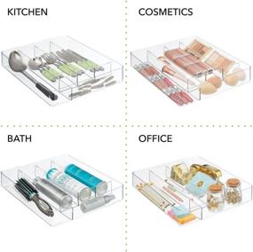 img 1 attached to mDesign Plastic Kitchen Cabinet Drawer Storage Organizer Tray - Efficient Cutlery, Utensil, and Gadget Organization with 5 Divided Compartments