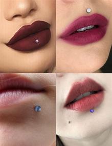 img 2 attached to 48pcs 16G Stainless Steel Labret Monroe Lip Rings, Vsnnsns Lip Rings for Women Men, Nail Cartilage Tragus Helix Earrings Studs Ring Medusa Piercing Jewelry in 6mm 8mm 10mm sizes