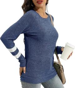 img 1 attached to 👗 Stylish Womens Color Block Sweatshirts: Comfy Crewneck Sweaters, Long Sleeve Shirts, and Fleece Tunic Tops