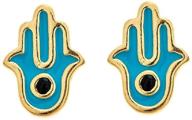 gold plated sterling silver blue evil eye & hamsa mix & match tiny stud earrings by pori jewelers – exquisite protection and style logo