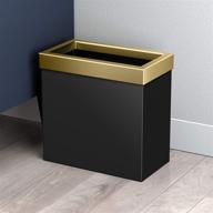 🗑️ gatco 1938 rectangle waste basket: stylish matte black brushed brass combo logo