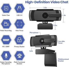 img 3 attached to 📷 Full HD Auto Focus Webcam with Built-in Microphone, Privacy Cover, and USB Interface - Ideal for Online Classes, PC, Mac, Laptop, Desktop