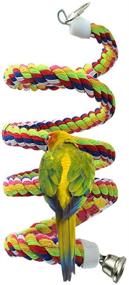 img 2 attached to 🐦 Set of 2 Bird Cage Perches - 63in Natural Parrot Toy with Bungee Rope for Chewing and Play