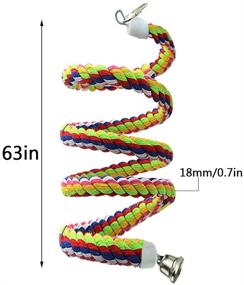 img 3 attached to 🐦 Set of 2 Bird Cage Perches - 63in Natural Parrot Toy with Bungee Rope for Chewing and Play