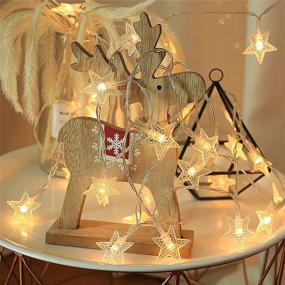 img 2 attached to 🎄 32.8ft 100LED Star String Lights for Christmas Tree Garden Decorations, Battery Operated Fairy Christmas Lights, Twinkle Lights for Bedroom Wall Indoor Outdoor Wedding Party, Warm White