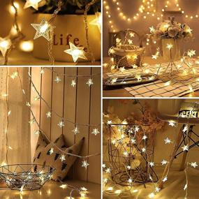 img 1 attached to 🎄 32.8ft 100LED Star String Lights for Christmas Tree Garden Decorations, Battery Operated Fairy Christmas Lights, Twinkle Lights for Bedroom Wall Indoor Outdoor Wedding Party, Warm White