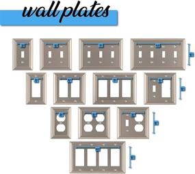 img 1 attached to 🔌 SLEEKLIGHTING Pack of 4 Decorative Satin Nickel Wall Plate Outlet Switch Covers – Variety of Styles: Decorator/Duplex/Toggle & Combo, 1 Gang Duplex Size