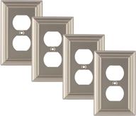 🔌 sleeklighting pack of 4 decorative satin nickel wall plate outlet switch covers – variety of styles: decorator/duplex/toggle & combo, 1 gang duplex size логотип