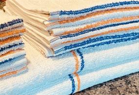 img 3 attached to Quality Blue & Orange/Gold Stripe Bar Towels | Reusable Cotton Terry 16x19 Inch Towels | 32 Oz/Dz | Premium Restaurant Kitchen Towels