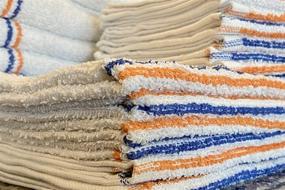 img 2 attached to Quality Blue & Orange/Gold Stripe Bar Towels | Reusable Cotton Terry 16x19 Inch Towels | 32 Oz/Dz | Premium Restaurant Kitchen Towels