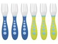 gerber stainless steel tip kiddy cutlery forks - 6 pack, blue/green: sturdy and safe eating utensils for kids logo