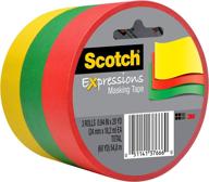 🎨 scotch expressions masking tape, 0.94 in x 20 yd, 3 rolls/pack, vibrant red, yellow, and green (3437-3prm) логотип