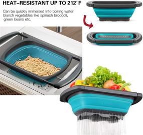 img 1 attached to 🥘 Holepo Silicone Kitchen Collapsible Colander Set - 1 pc 6 Quart Over the Sink Strainer, 2 pc 4 Quart, and 1 pc 2 Quart Round Folding Strainers - Dishwasher-Safe, BPA Free - Blue Color