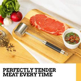 img 2 attached to Durable Stainless Steel Meat Mallet Tool for Kitchen & BBQ - Effective Meat Hammer/Tenderizer 🔨 for Beef, Veal & Chicken - Easy-to-Clean, Dishwasher Safe Meat Beater - Say Goodbye to Chewy Meats!