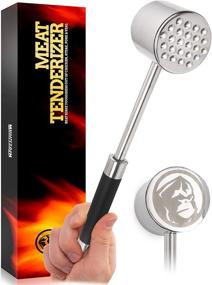 img 4 attached to Durable Stainless Steel Meat Mallet Tool for Kitchen & BBQ - Effective Meat Hammer/Tenderizer 🔨 for Beef, Veal & Chicken - Easy-to-Clean, Dishwasher Safe Meat Beater - Say Goodbye to Chewy Meats!