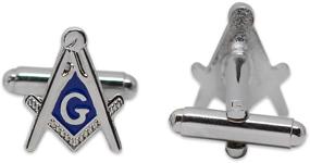 img 1 attached to Blue and Silver Masonic Cuff Link Pair - Square and Compass [5/8'' Tall]