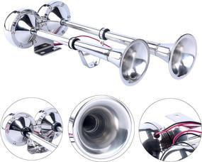 img 4 attached to 🚢 Amarine Made 12v Marine Boat Horn - 125db Stainless Steel Dual Trumpet Horn for Ship, Truck, RV, and Trailer - Low and High Tone - 18-1/2