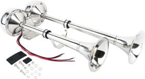 img 3 attached to 🚢 Amarine Made 12v Marine Boat Horn - 125db Stainless Steel Dual Trumpet Horn for Ship, Truck, RV, and Trailer - Low and High Tone - 18-1/2