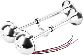 img 1 attached to 🚢 Amarine Made 12v Marine Boat Horn - 125db Stainless Steel Dual Trumpet Horn for Ship, Truck, RV, and Trailer - Low and High Tone - 18-1/2