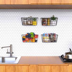 img 2 attached to MaraFansie Cabinet Door Organizer Wire Baskets - Hanging Kitchen Basket Shelf for Cabinet & Pantry Organization, and Multi-Purpose Storage in Kitchen, Bathroom, Bedroom - Includes Adhesive, Pack of 4