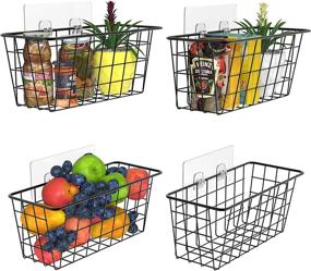 img 4 attached to MaraFansie Cabinet Door Organizer Wire Baskets - Hanging Kitchen Basket Shelf for Cabinet & Pantry Organization, and Multi-Purpose Storage in Kitchen, Bathroom, Bedroom - Includes Adhesive, Pack of 4