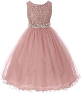 sleeveless girls' clothing and dresses with glittery sequined bodice and rhinestones logo